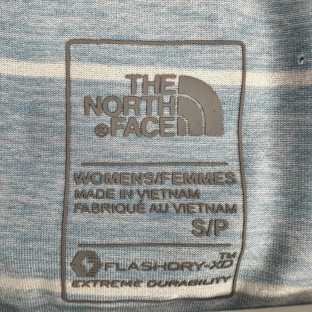 The North Face Shirt Womens Small Blue Striped Short Sleeve Outdoor Casual - Picture 3 of 10